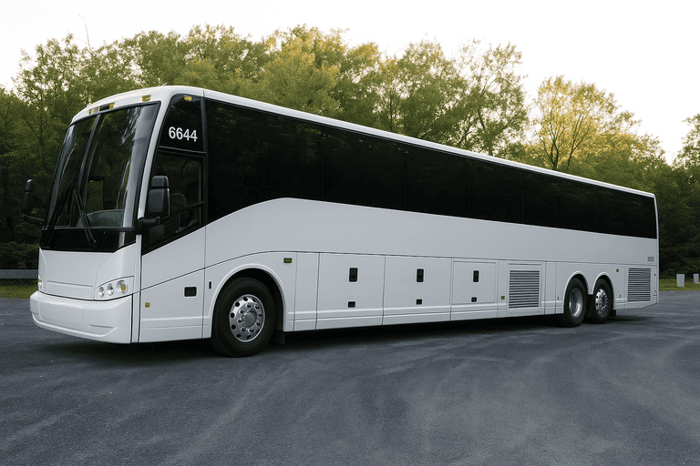 exterior of Denton Minibus Company coach bus