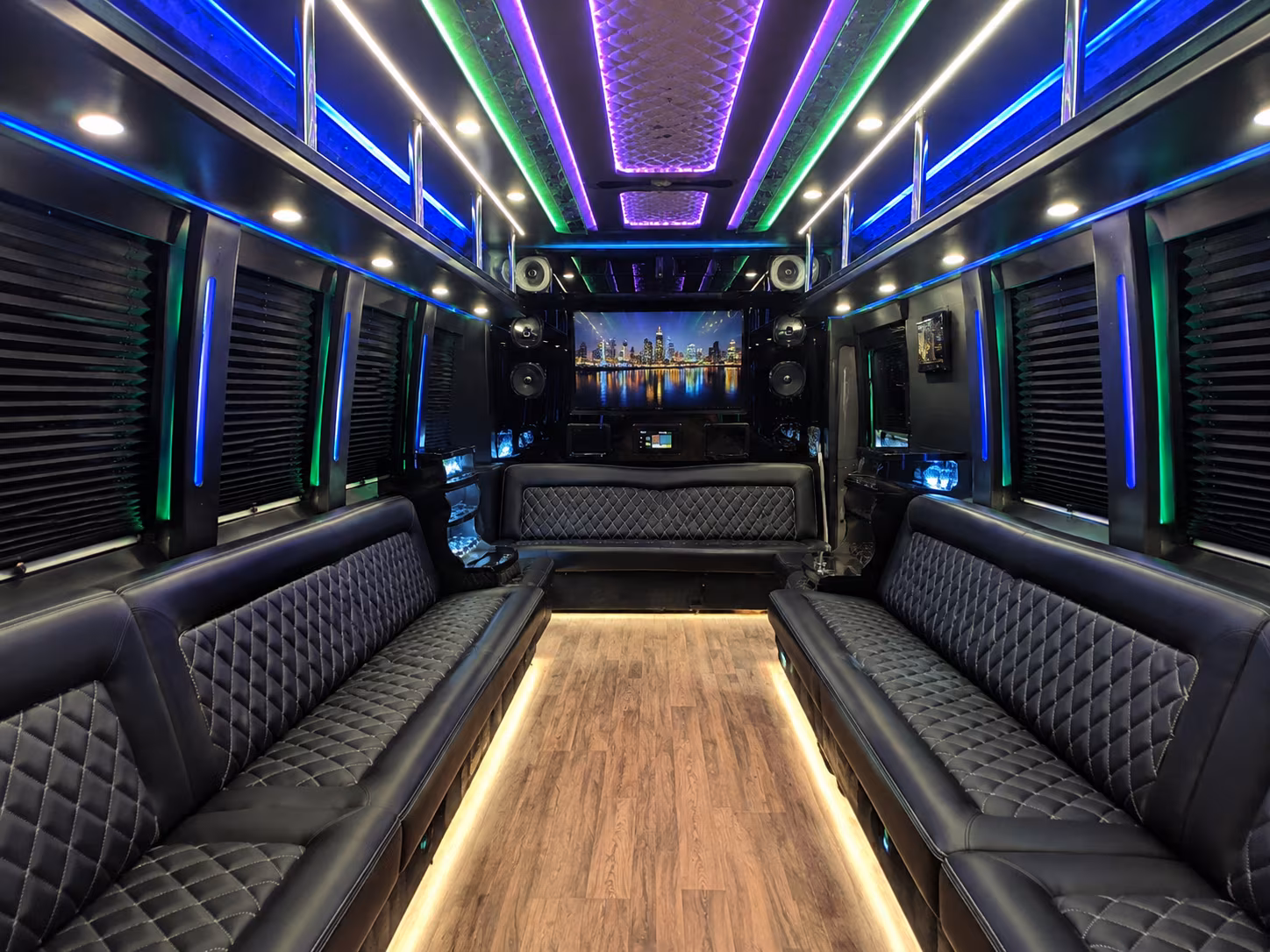 denton 25 passenger party bus interior