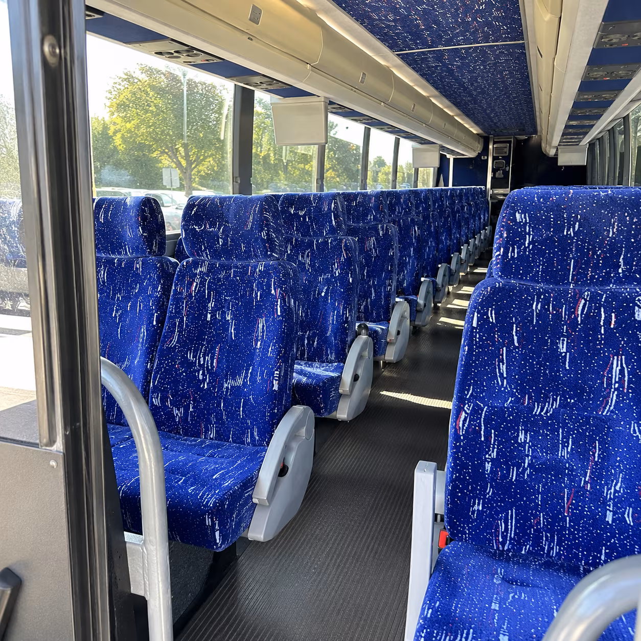 denton 50 passenger charter bus inside